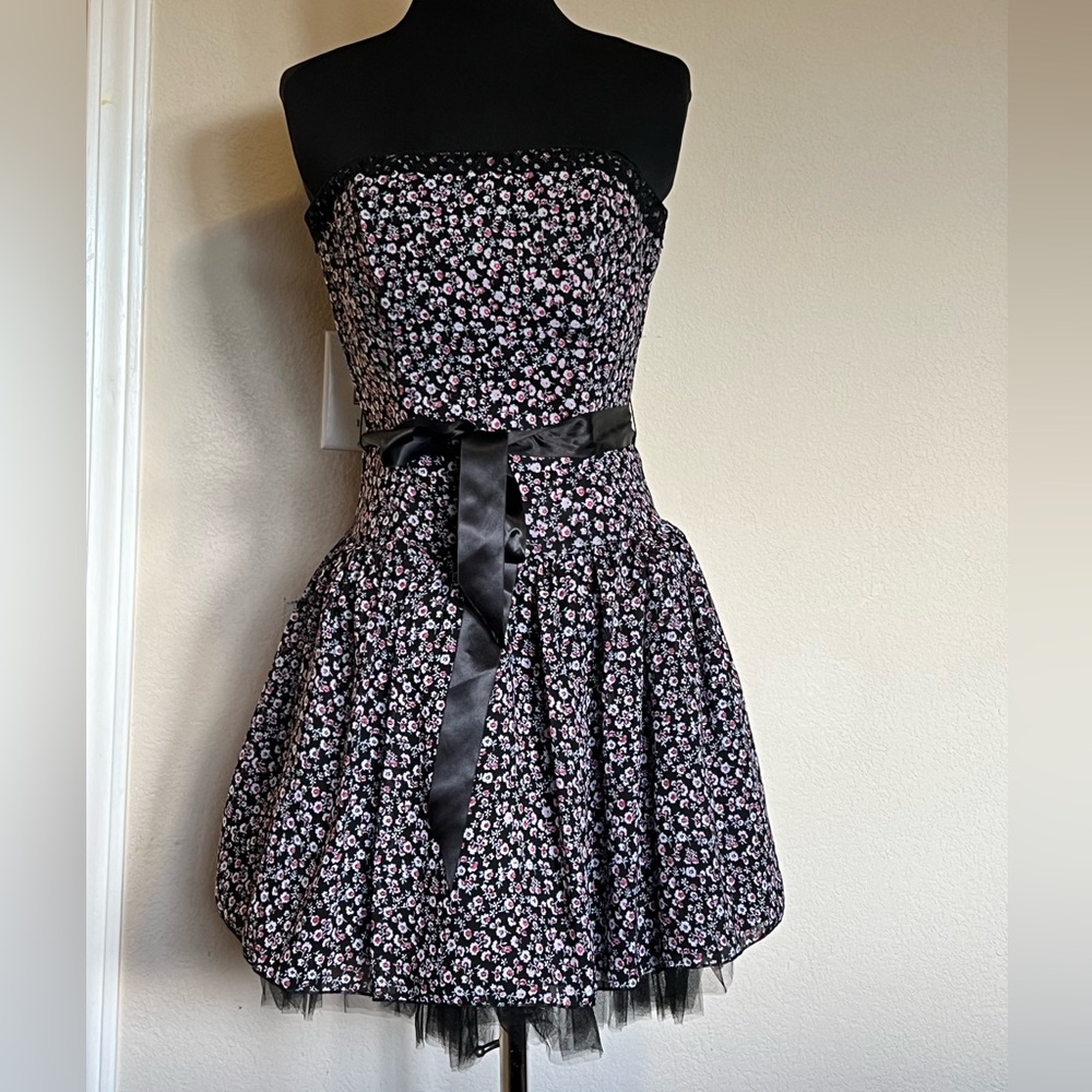 Jessica McClintock Black Satin Dress